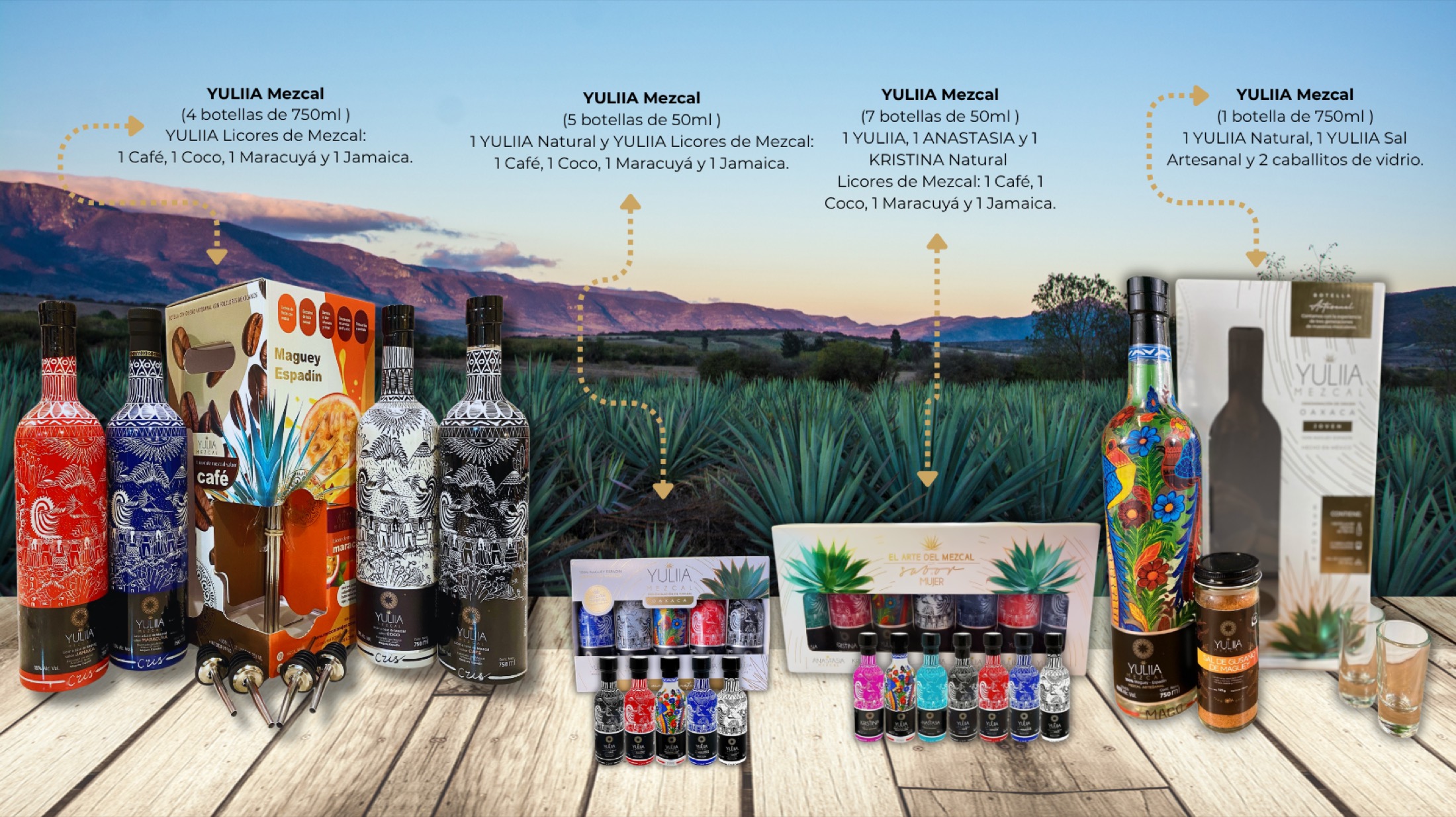 Estuches de regalo de Mezcal YULIIA